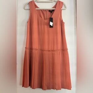 Banana Republic Coral-Orange Sleeveless Pleated Hem Mini Dress